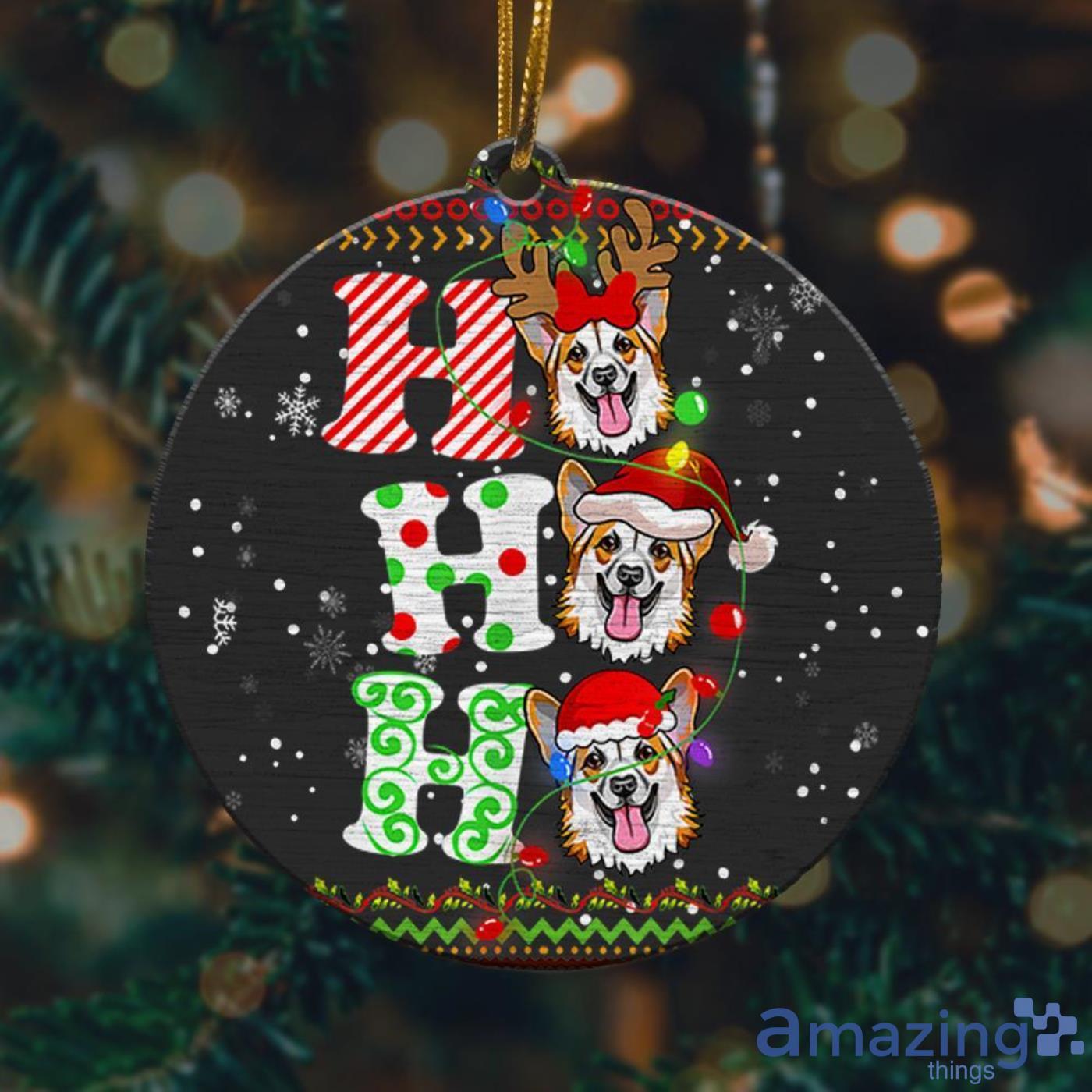 Pembroke Welsh Corgi Dog Santa Hat Christmas Ceramic Ornament Product Photo 1