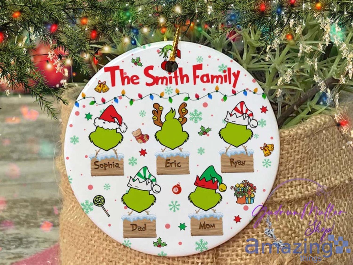 Personalized Grinch Family Ornament Custom Name Ornament image Personalized Grinch Family Ornament Custom Name Ornament Product Photo 2