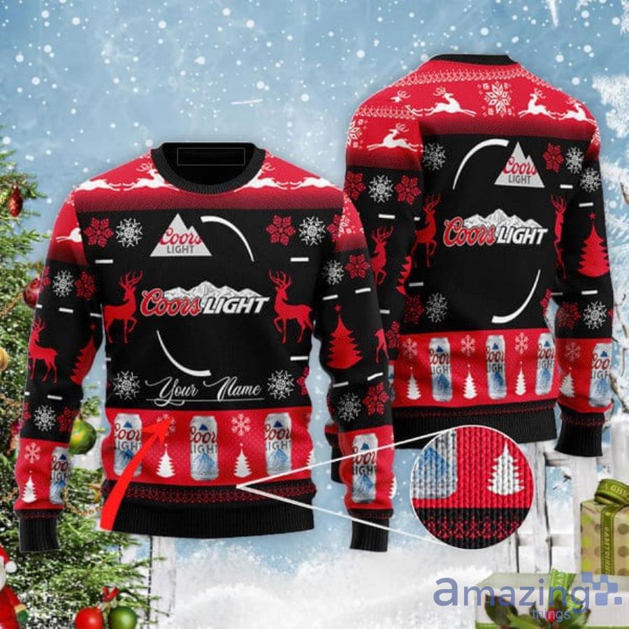 Personalized Name Black Coors LightChristmas Gift Ugly Sweater Product Photo 1