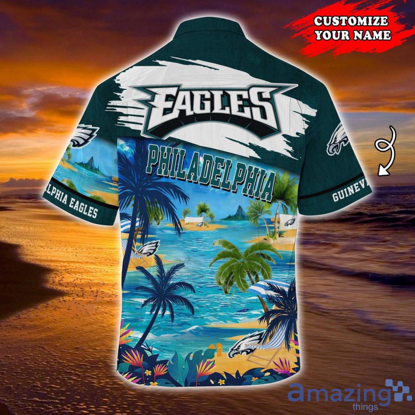 Philadelphia Eagles NFL Custom Name Short Sleeves Summer Hawaiian Shirt Product Photo 1