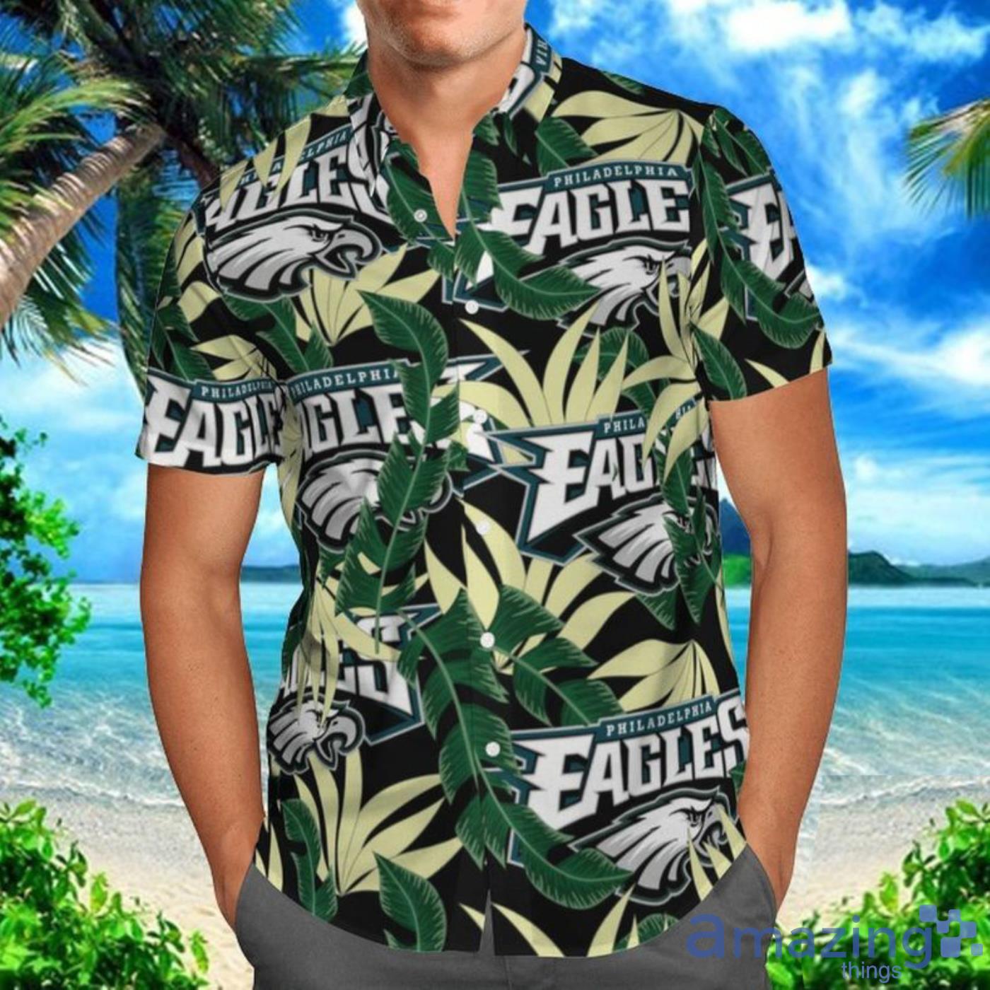 Philadelphia Eagles Tropical Flower Trending Short Sleeves Hawaiian Shirt Product Photo 1
