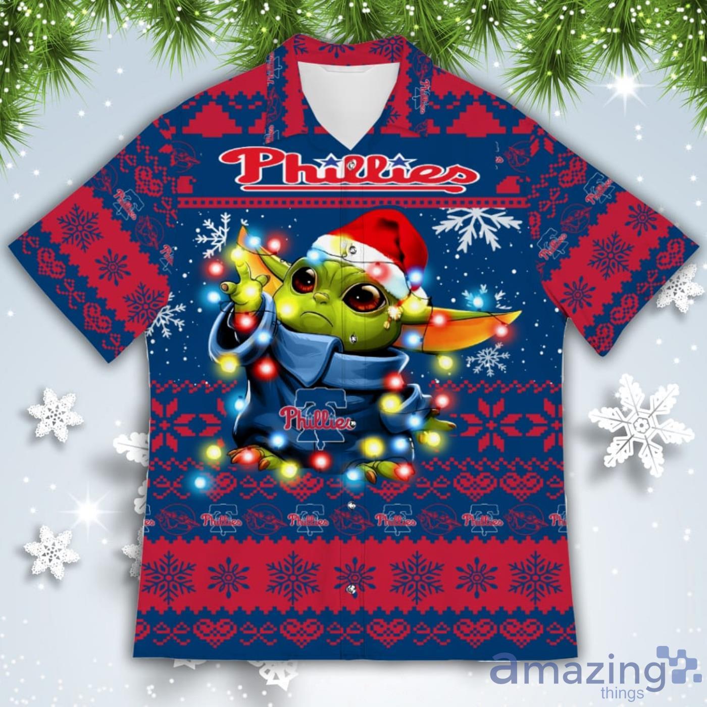 Philadelphia Phillies MLB Baby Yoda Tiki Flower Hawaiian Shirt -  Freedomdesign