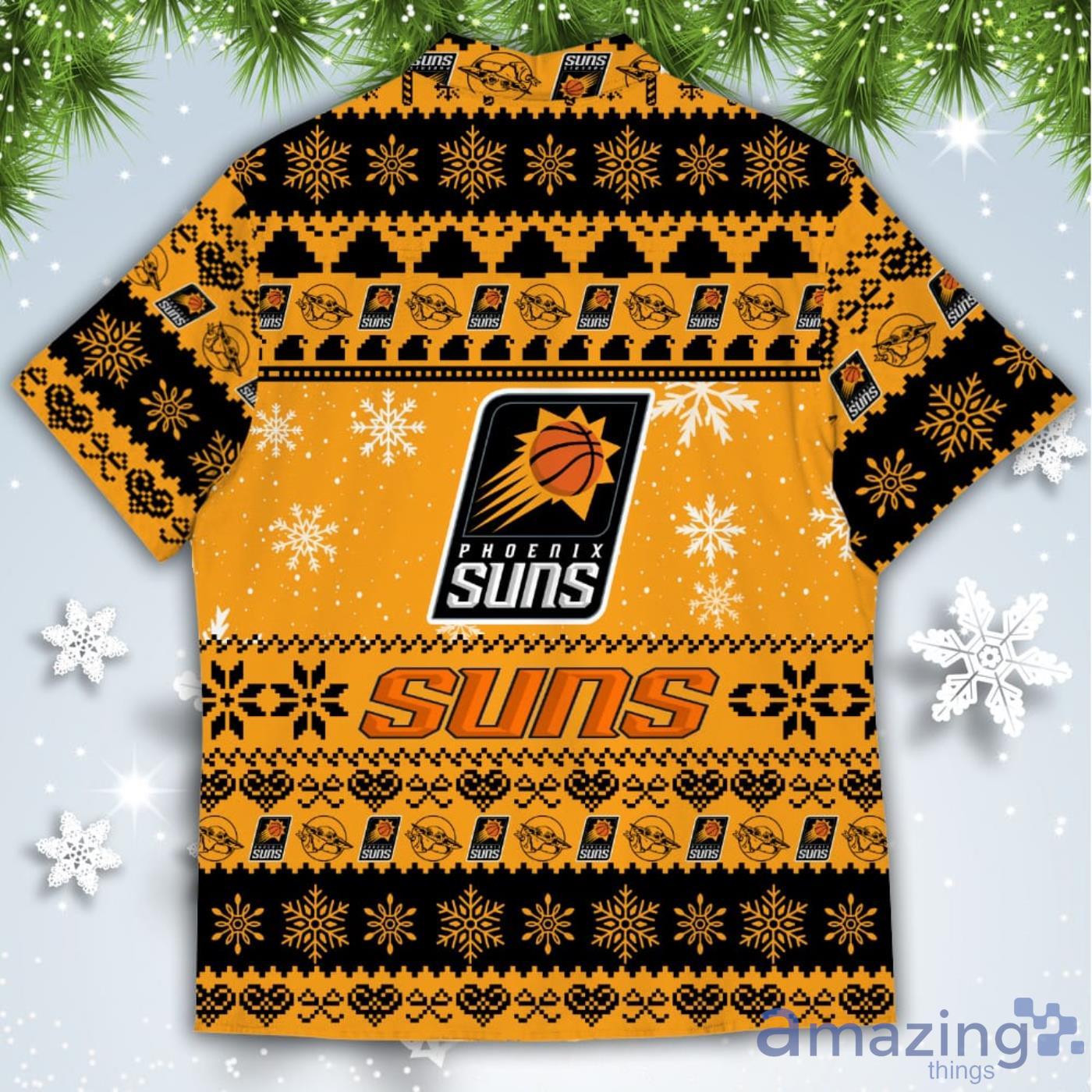 Phoenix Suns Baby Yoda Star Wars American Ugly Christmas Sweater Pattern Hawaiian Shirt image Phoenix Suns Baby Yoda Star Wars American Ugly Christmas Sweater Pattern Hawaiian Shirt Product Photo 3