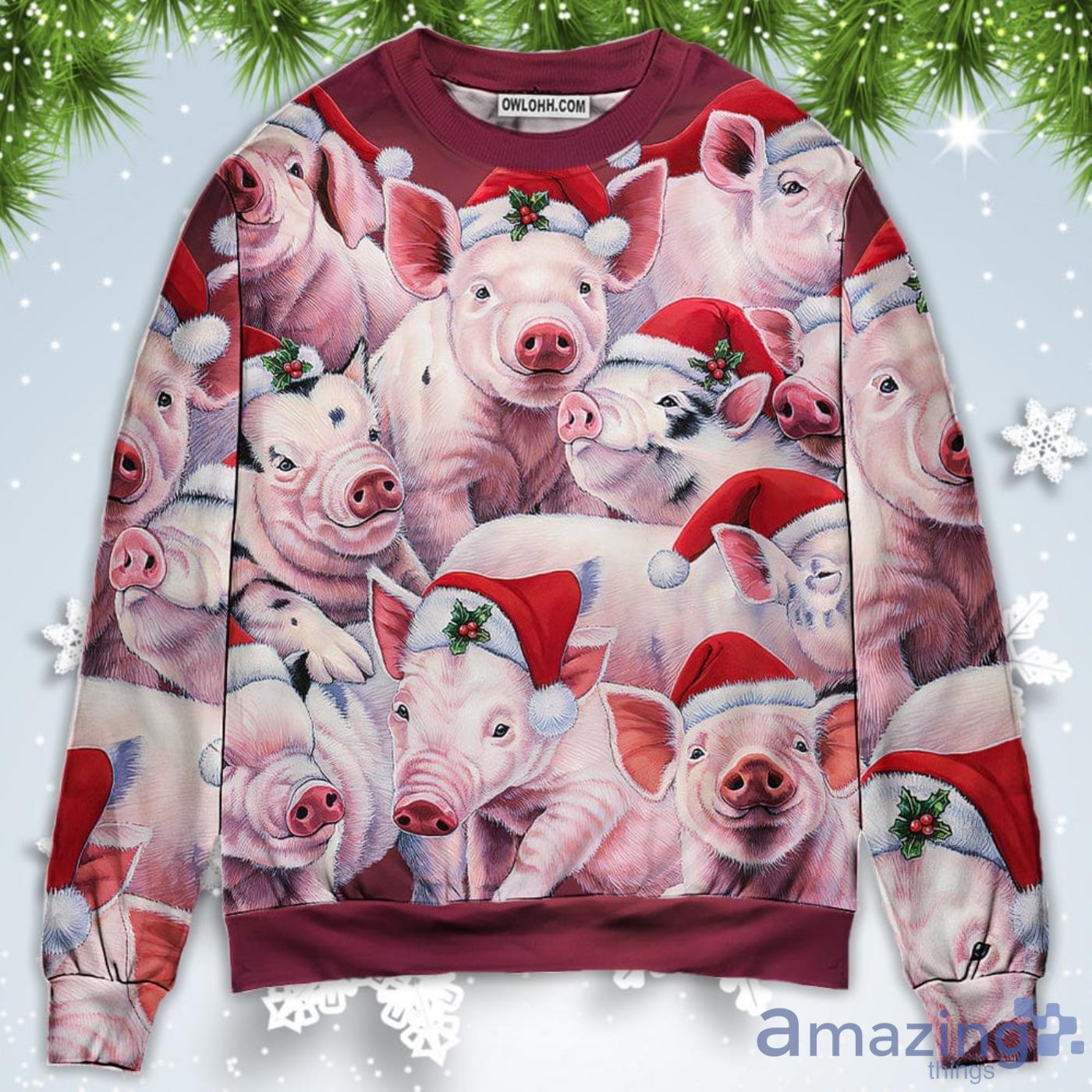 Piggies Funny Xmas Is Coming Art Style Christmas Sweatshirt Sweater Product Photo 1