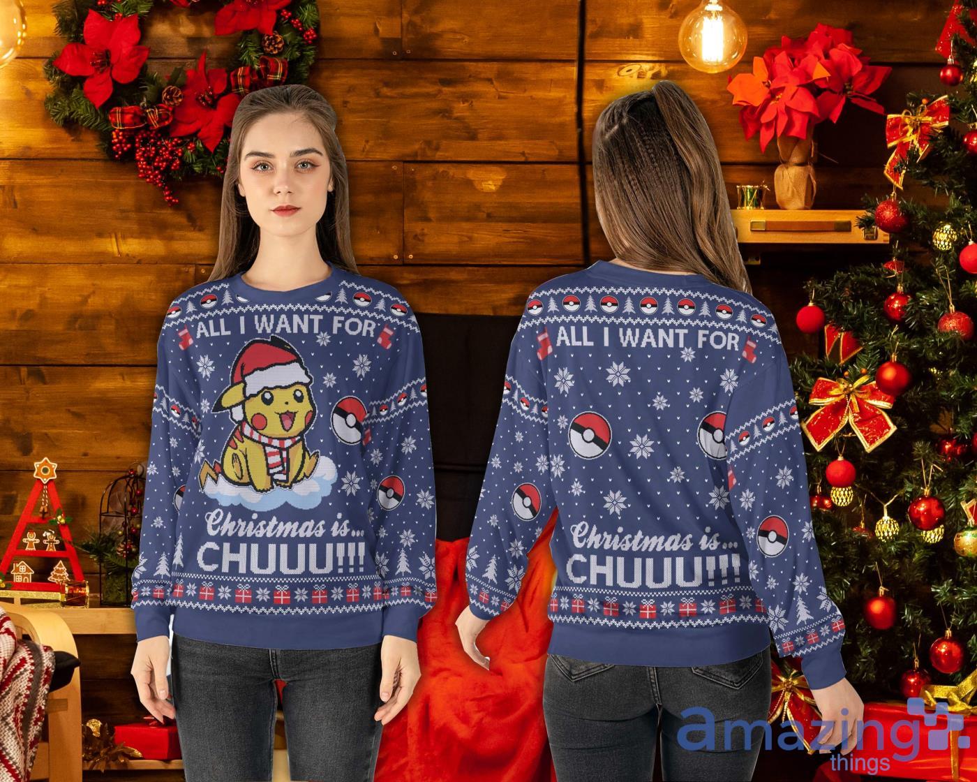 Pikachuu Merry Christmas Gift Ugly Christmas Sweater Product Photo 1