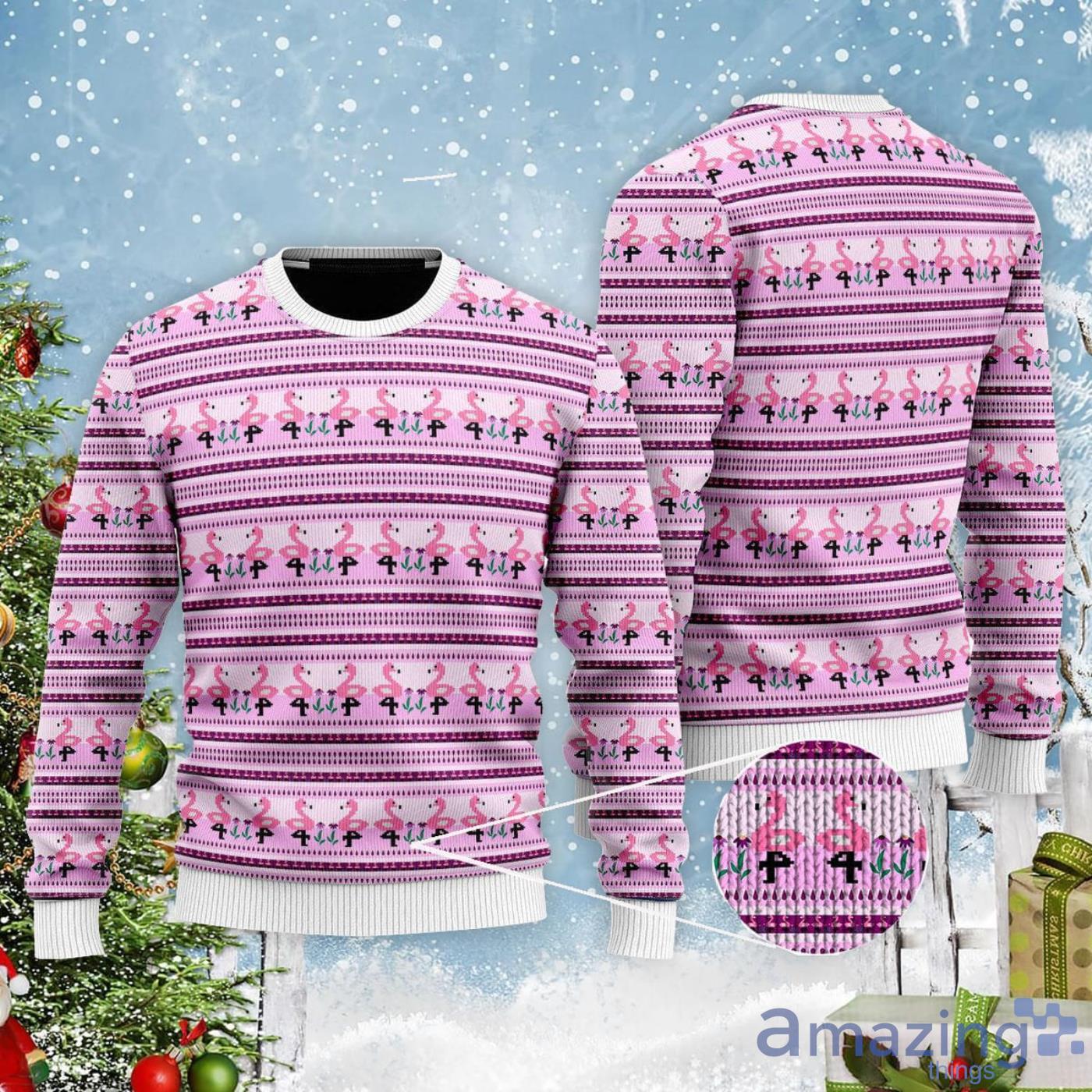 Pink Flockin In Naughty List Ugly Christmas Sweater Product Photo 1 Pink Flockin In Naughty List Ugly Christmas Sweater Product Photo 1