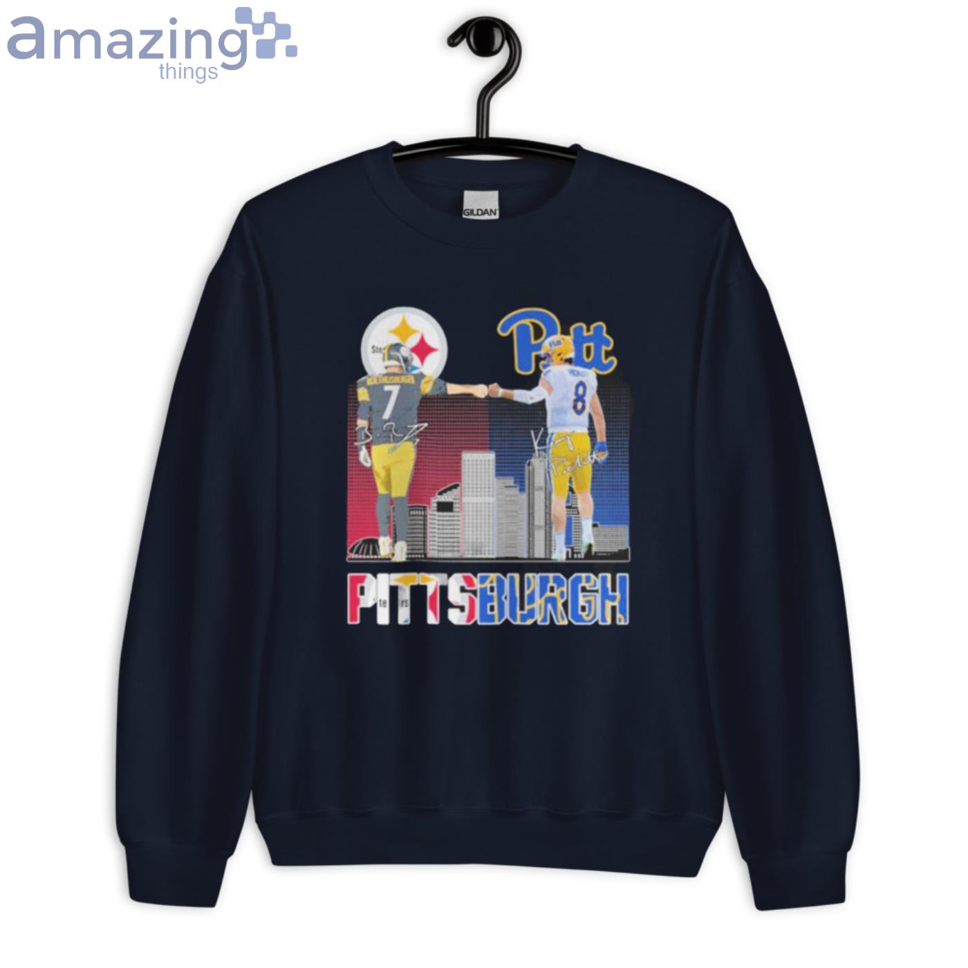 Pittsburgh Sports Ben Roethlisberger Vs Kenny Pickett Signatures T Shirt image Pittsburgh Sports Ben Roethlisberger Vs Kenny Pickett Signatures T-Shirt - Unisex Crewneck Sweatshirt-1