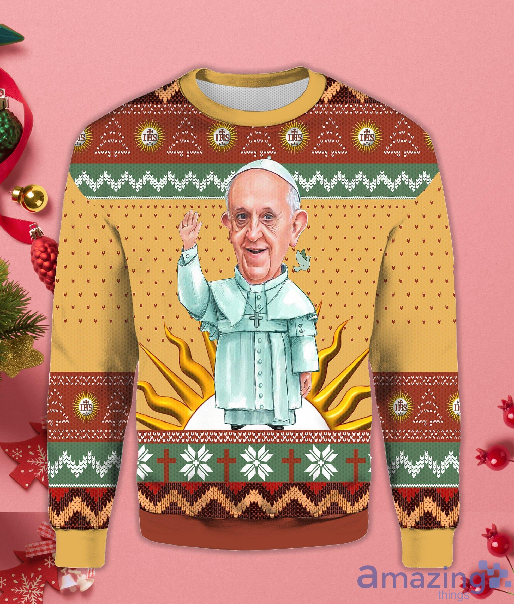 Pope Francis Christmas Ugly Sweater Product Photo 1