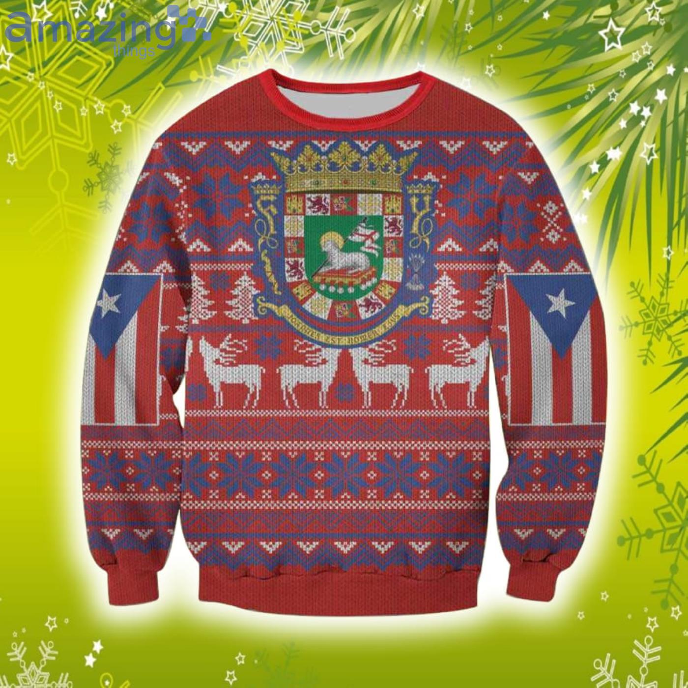 Puerto Rico 3D Christmas Knitting Pattern Ugly Sweater Sweatshirt Product Photo 1