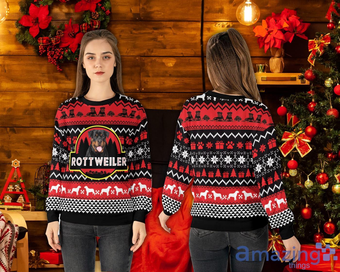 rottweiler ugly christmas sweater