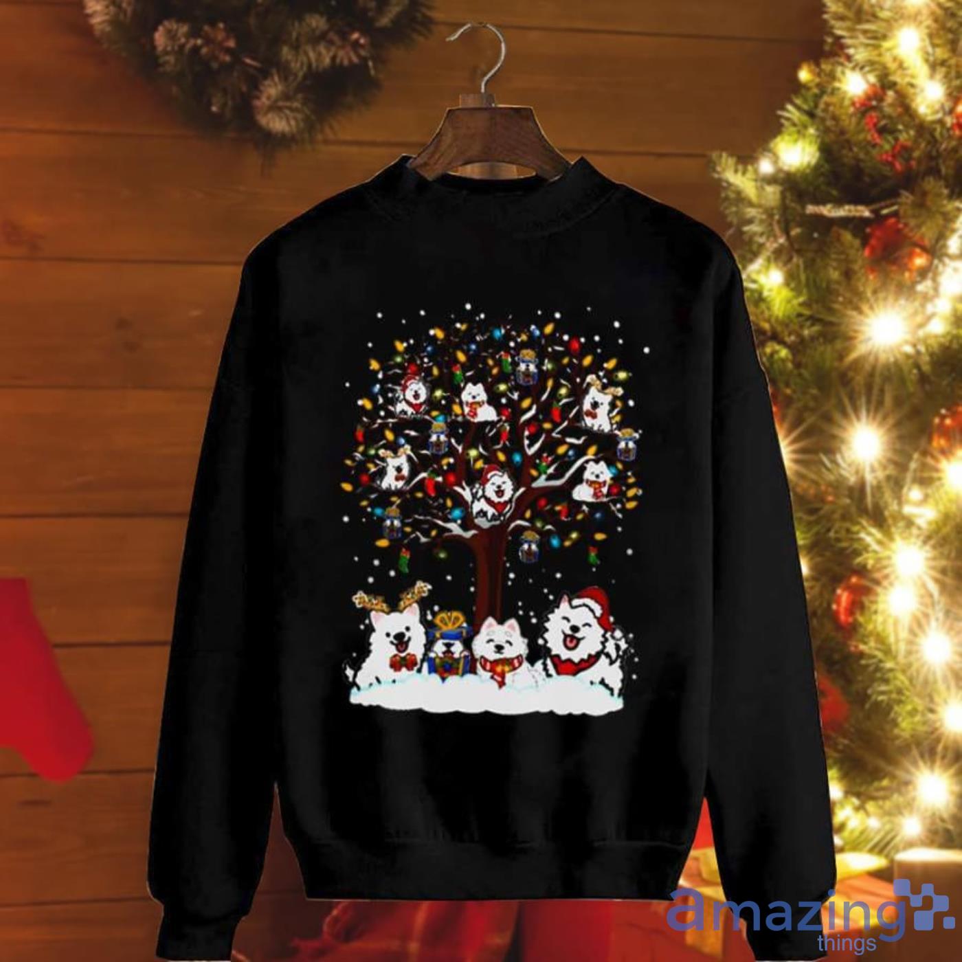Samoyed Deer Santa Hat Tree Christmas Sweatshirt Product Photo 1