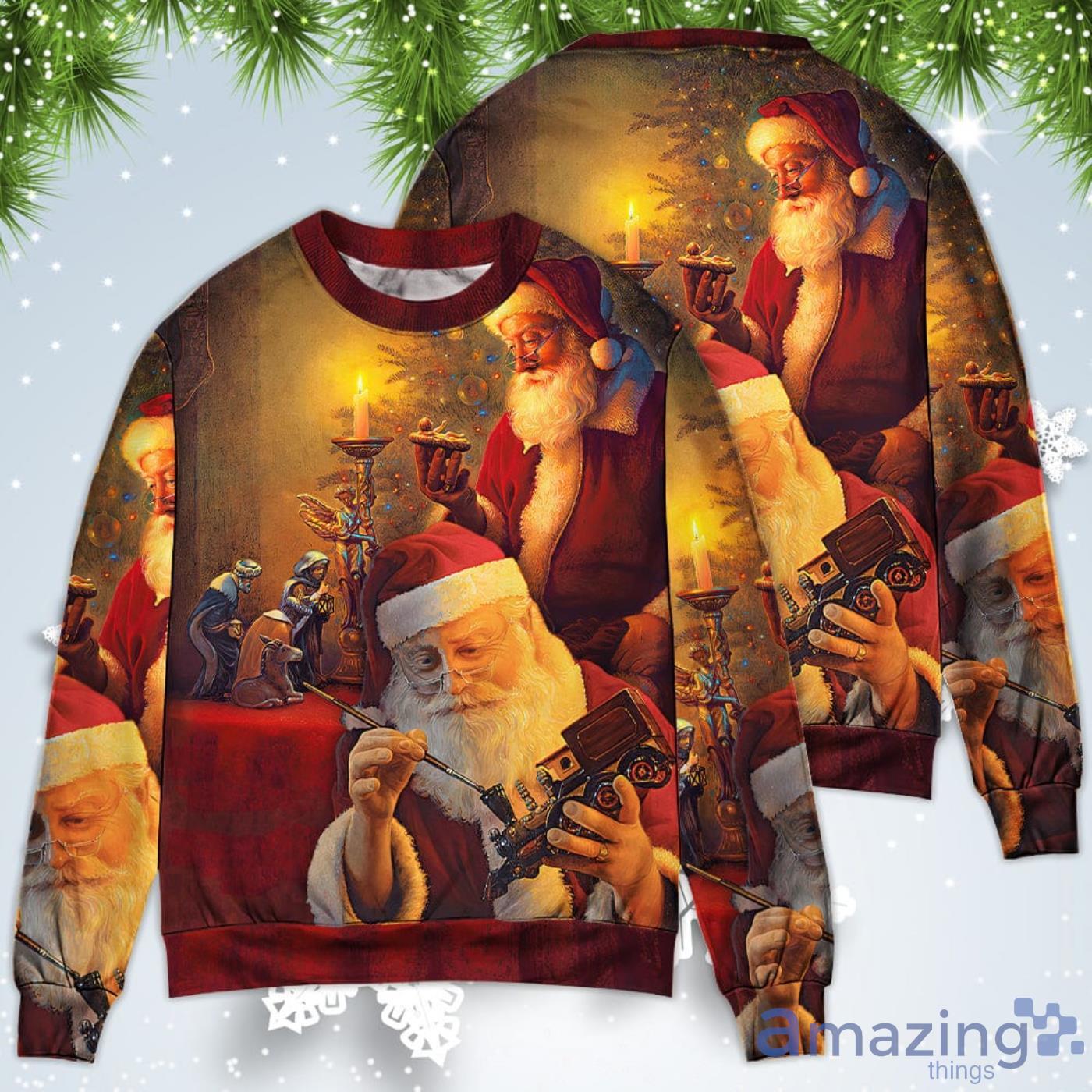Santa Claus The Spirit of Art Style Christmas Sweatshirt Sweater Product Photo 1