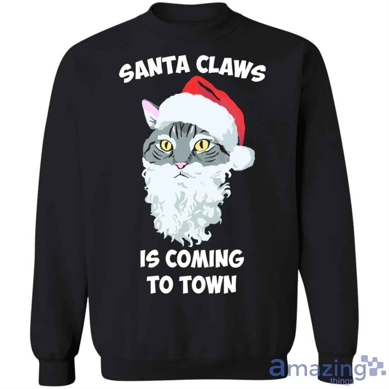 Santa Claws Cat French Terry Is Coming To Town Christmas Sweatshirt Product Photo 1