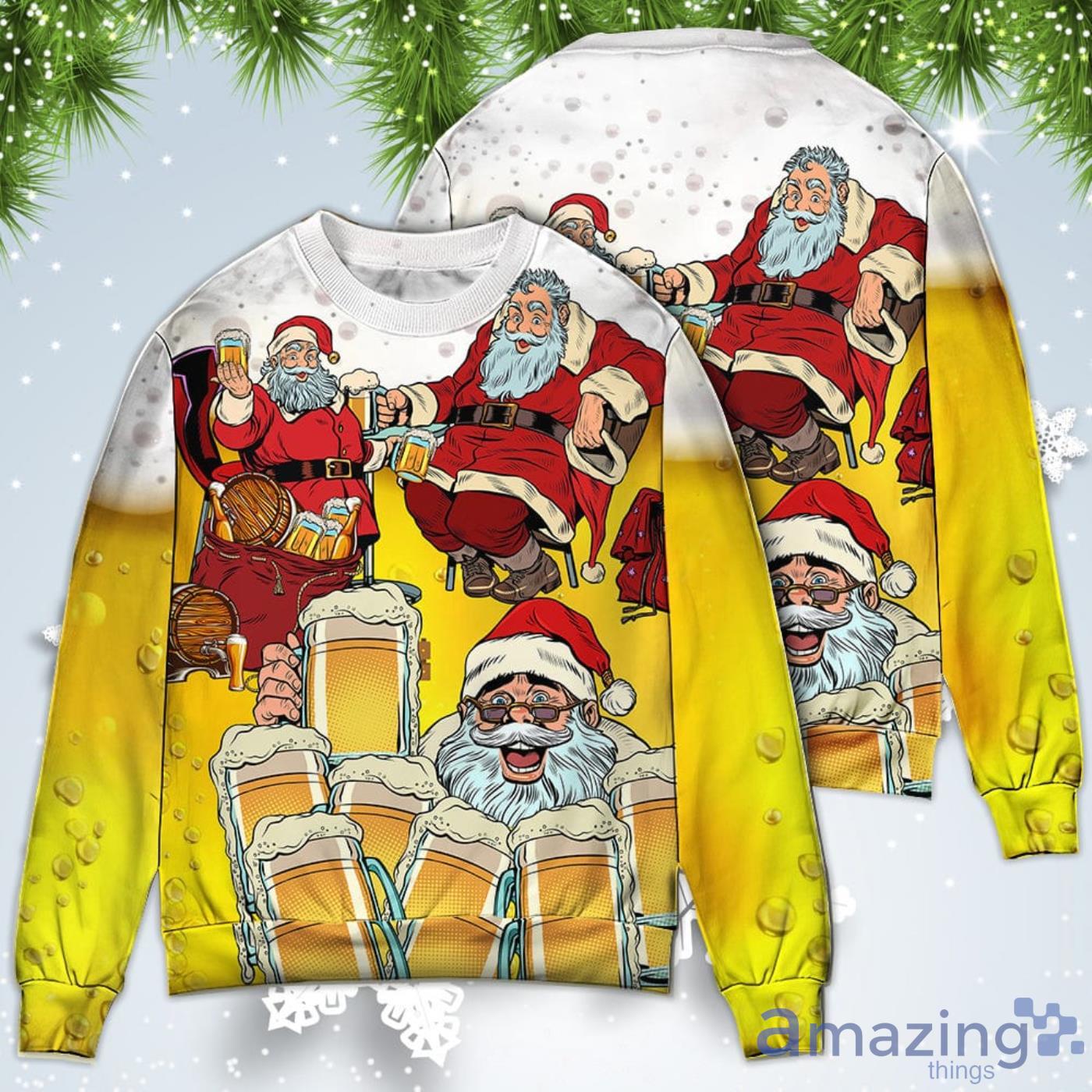 Santa I Want More Beer Christmas Sweatshirt Sweater Product Photo 1