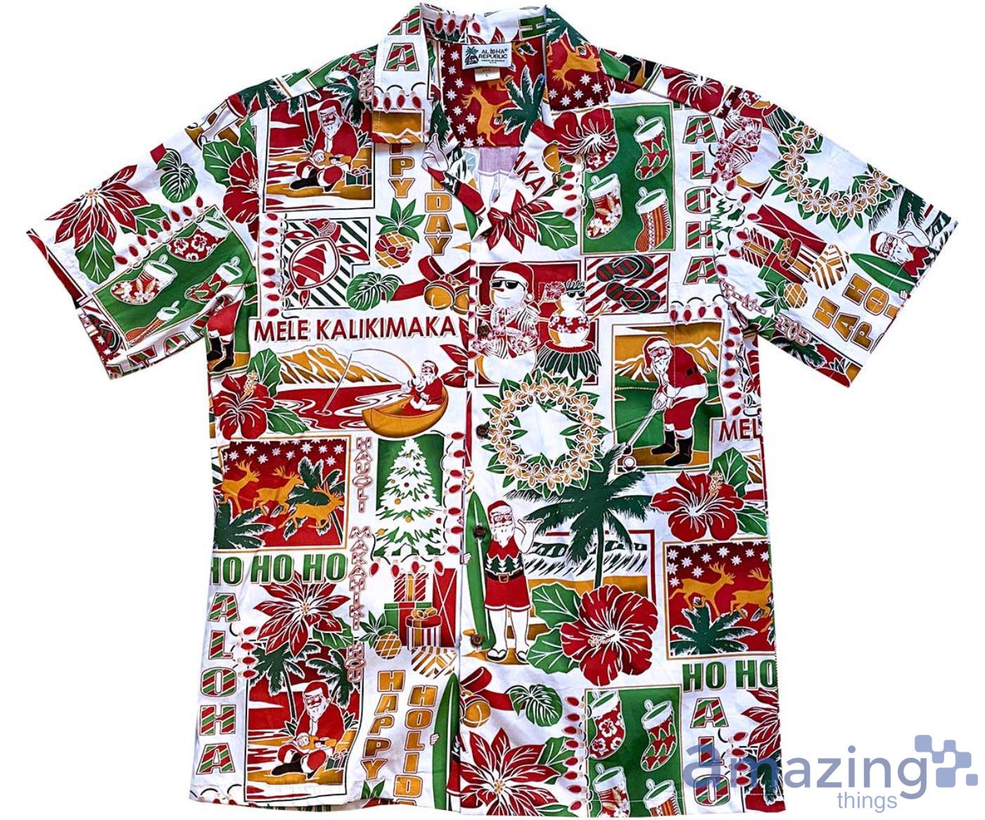 Santa Merry Christmas Traditions White Hawaiian Shirt Product Photo 1
