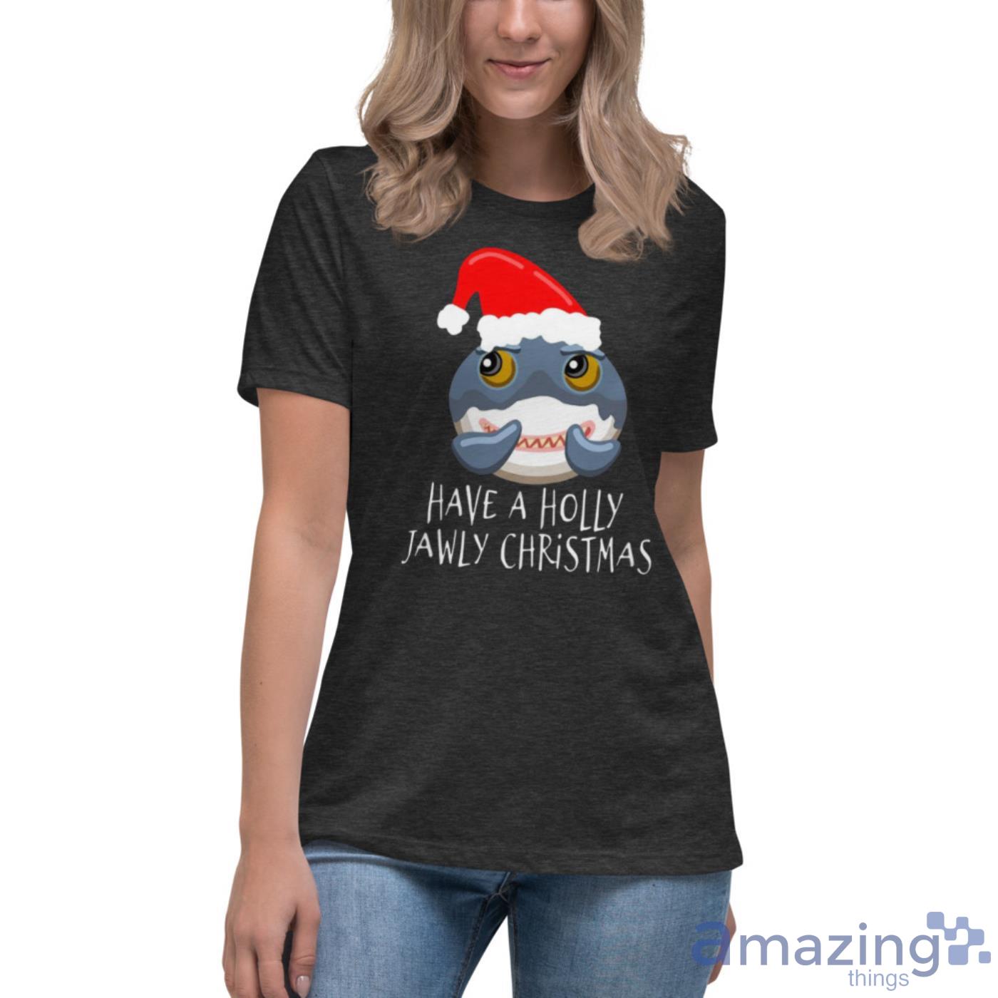 Santa Shark Have A Holly Jawly Christmas Shirt image Santa Shark Have A Holly Jawly Christmas Shirt - Womens Relaxed Short Sleeve Jersey Tee-1