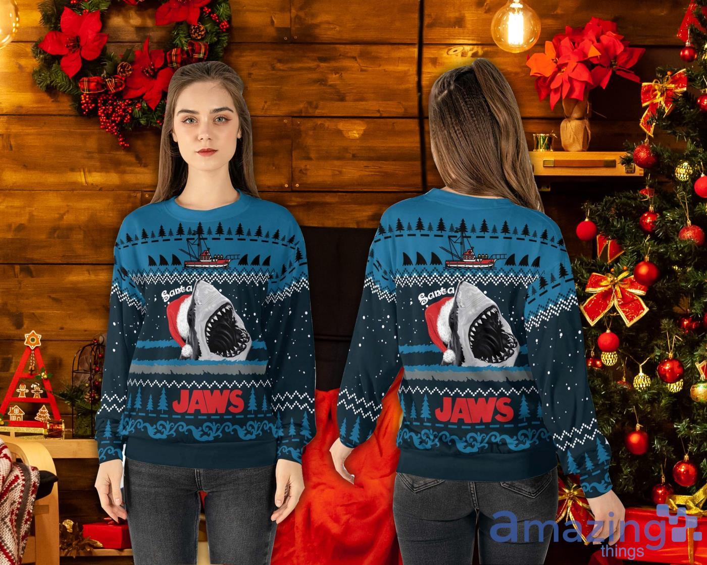 Santa Shark Jaws Ugly Christmas Sweater Best Shark Movies Ugly Christmas Sweater Product Photo 1