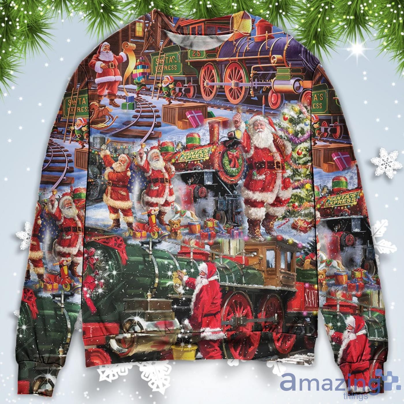 Santa Snow Village Spirit Of Giving Christmas Sweatshirt Sweater Product Photo 1
