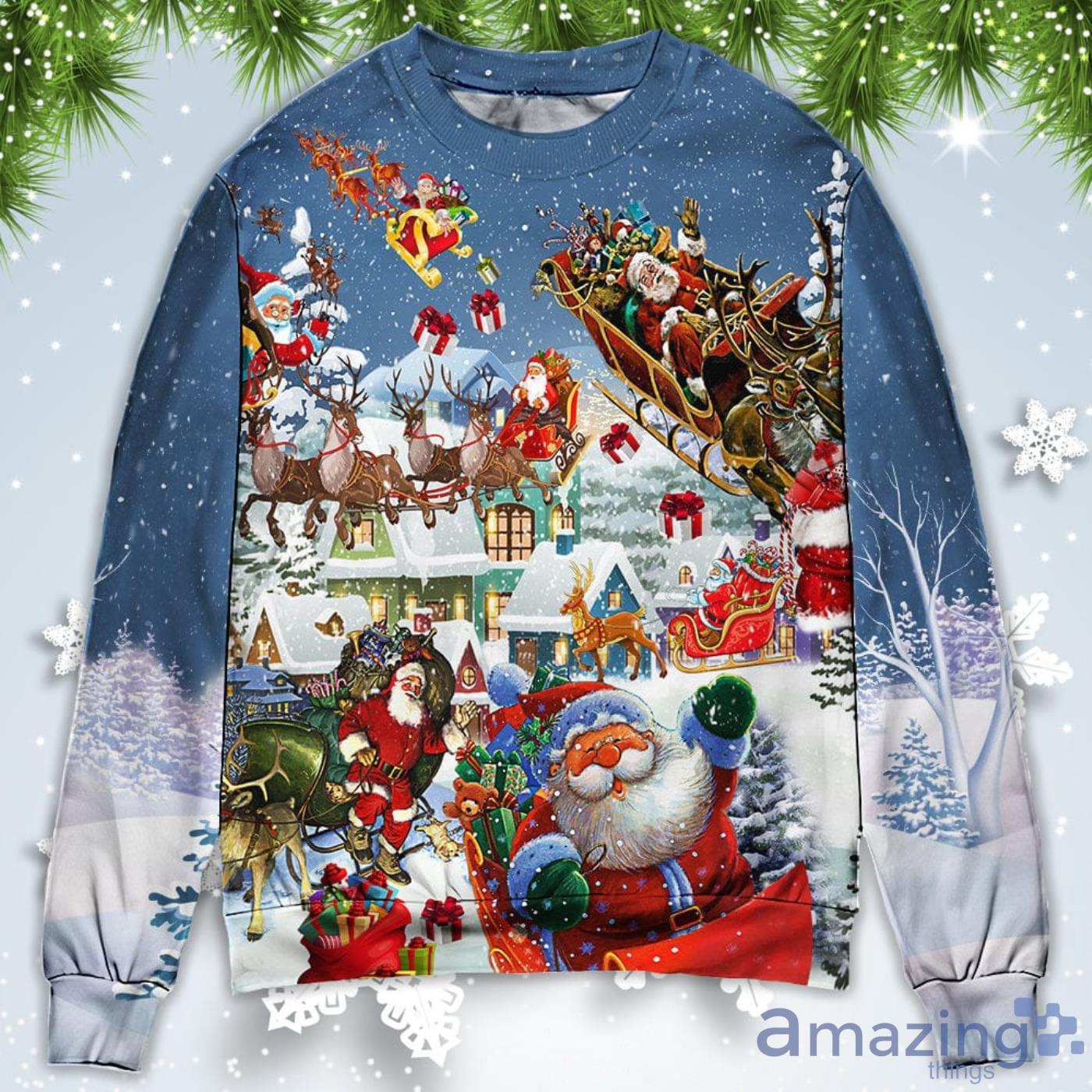 Say Hi From Santas Sleigh Christmas Sweatshirt Sweater Product Photo 1