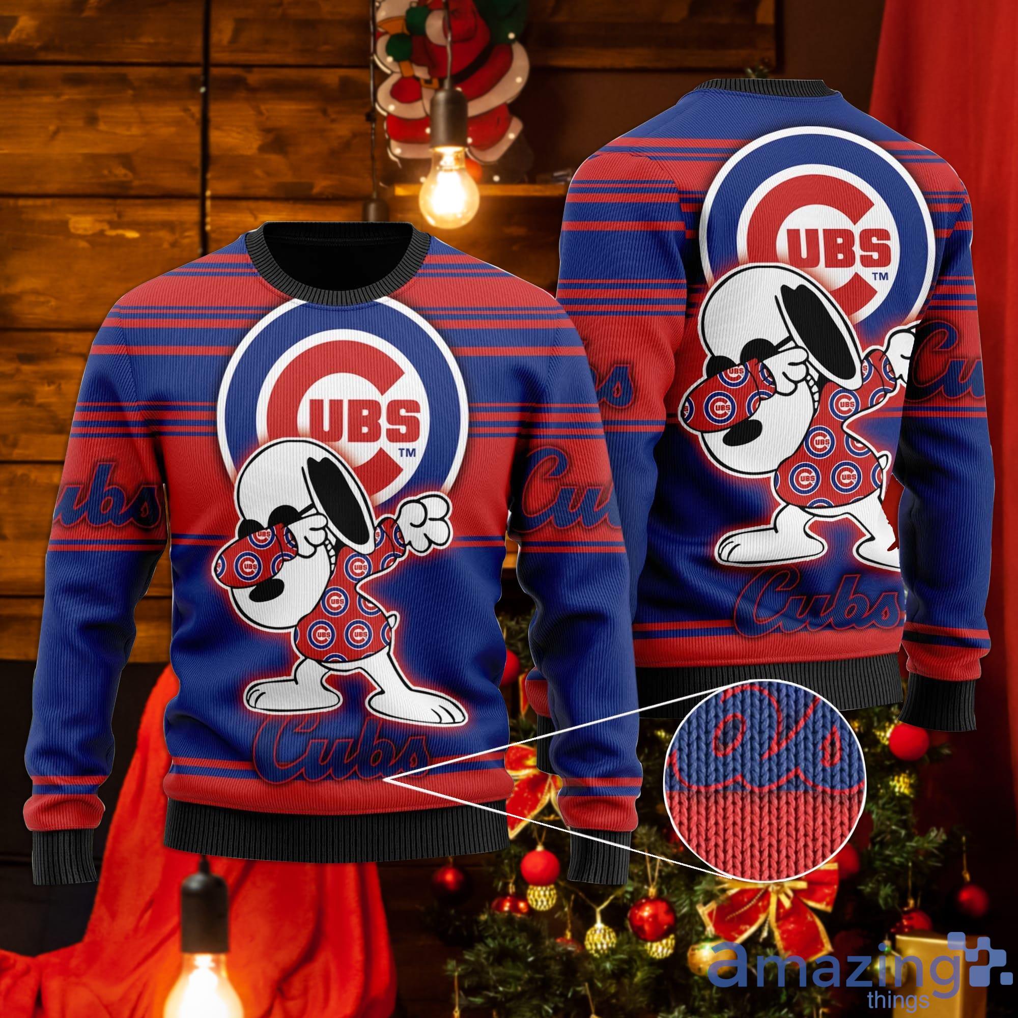 Snoopy Love Chicago Cubs Ugly Christmas Sweater Product Photo 1