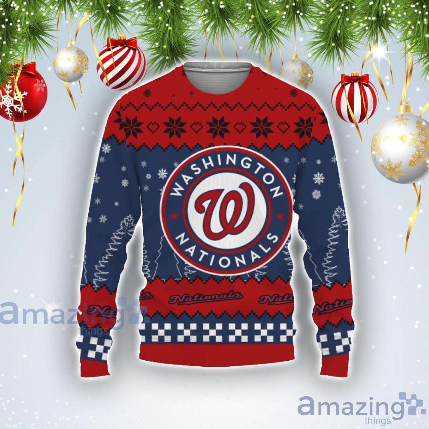 Snow Team Logo Washington Nationals Ugly Christmas Sweater Product Photo 1