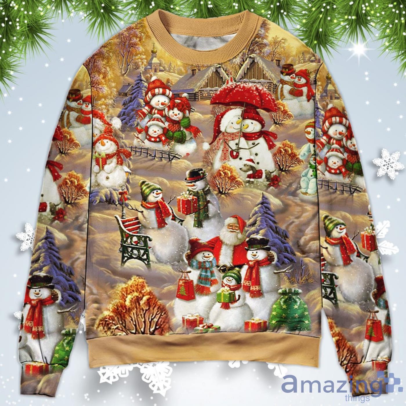 Snowman Couple Love Xmas Christmas Sweatshirt Sweater Product Photo 1