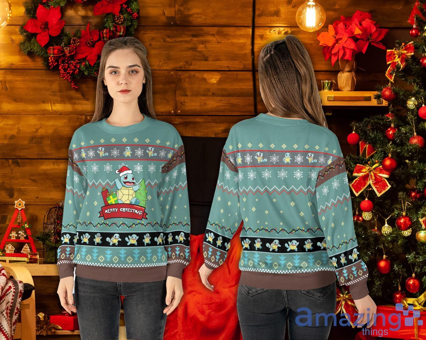 Squirtle Pokeemon Merry Christmas Ugly Sweater Product Photo 1
