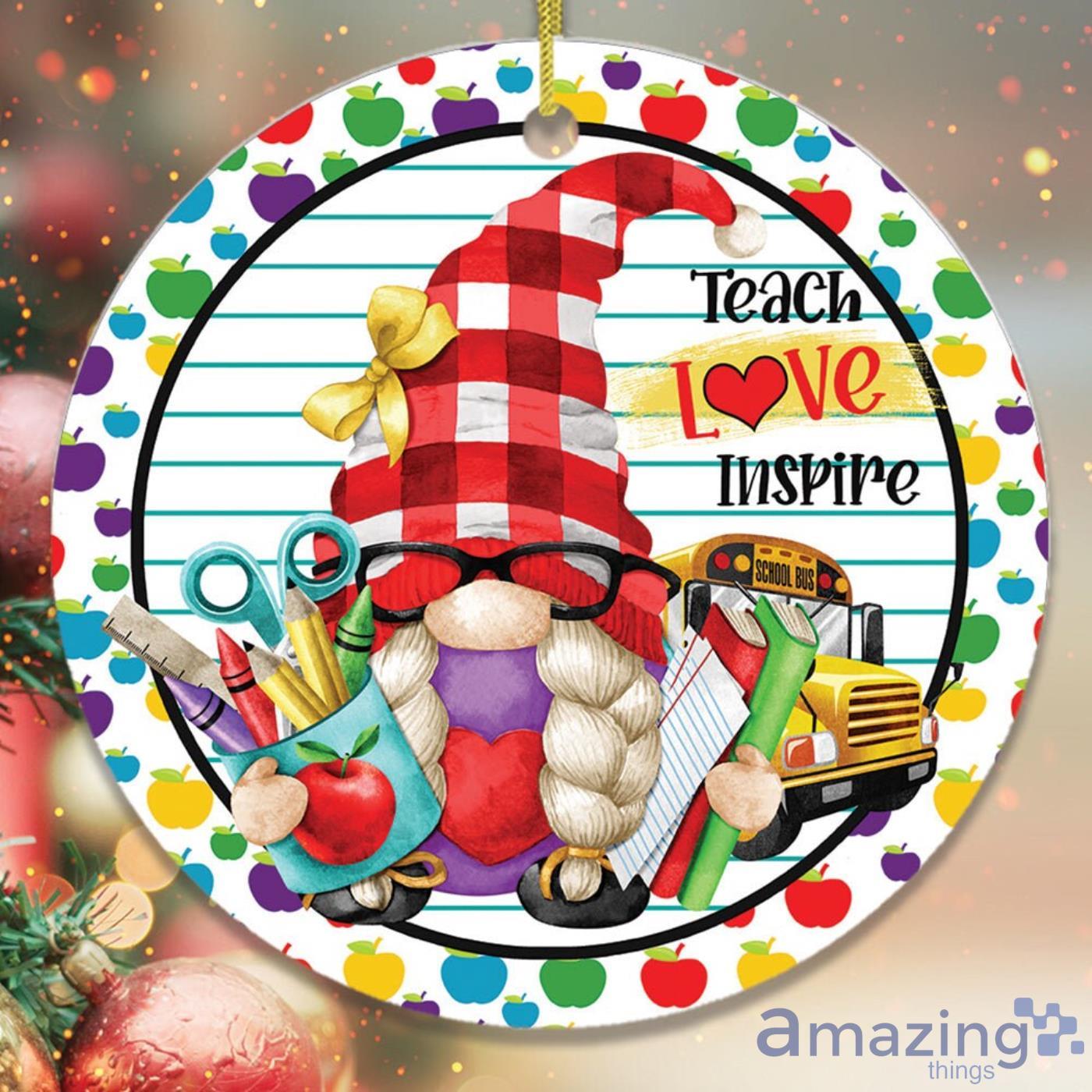 Teach Love Inspire Gnome Christmas Gift Ornament image Teach Love Inspire Gnome Christmas Gift Ornament Product Photo 2