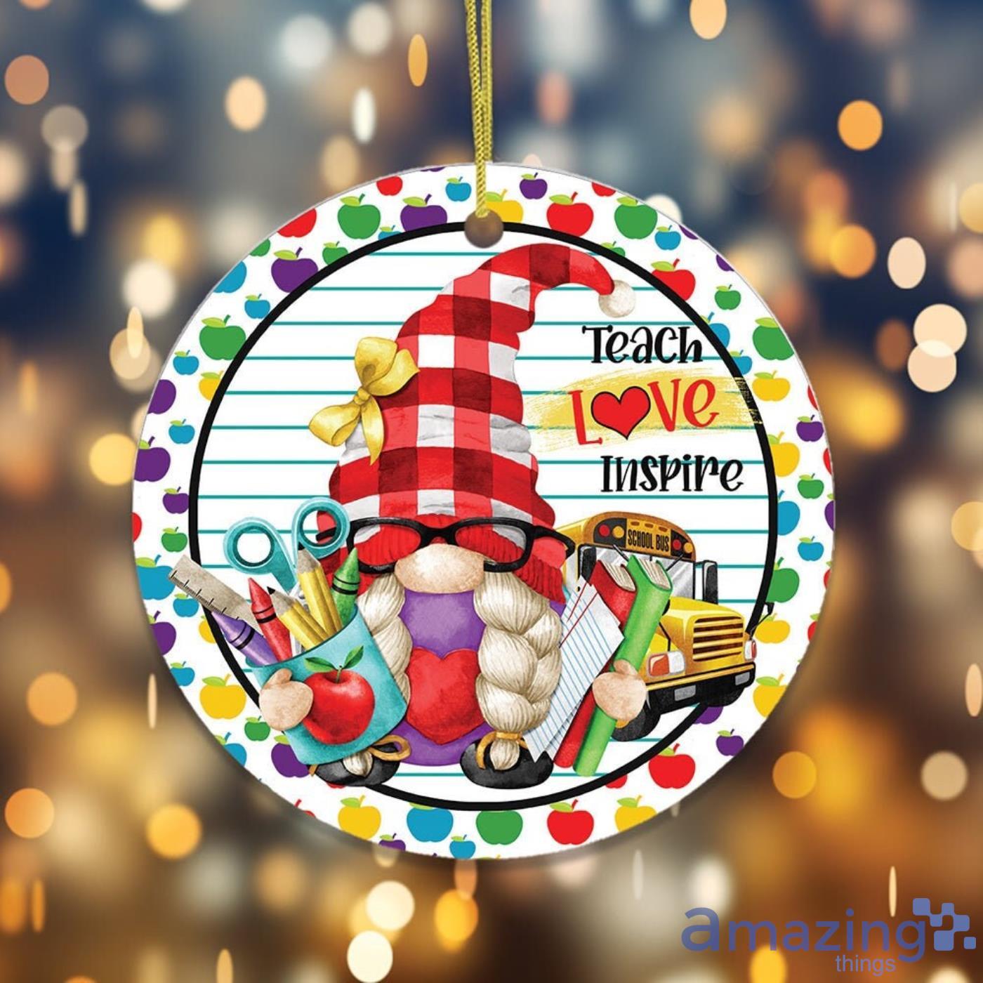 Teach Love Inspire Gnome Christmas Gift Ornament Product Photo 1