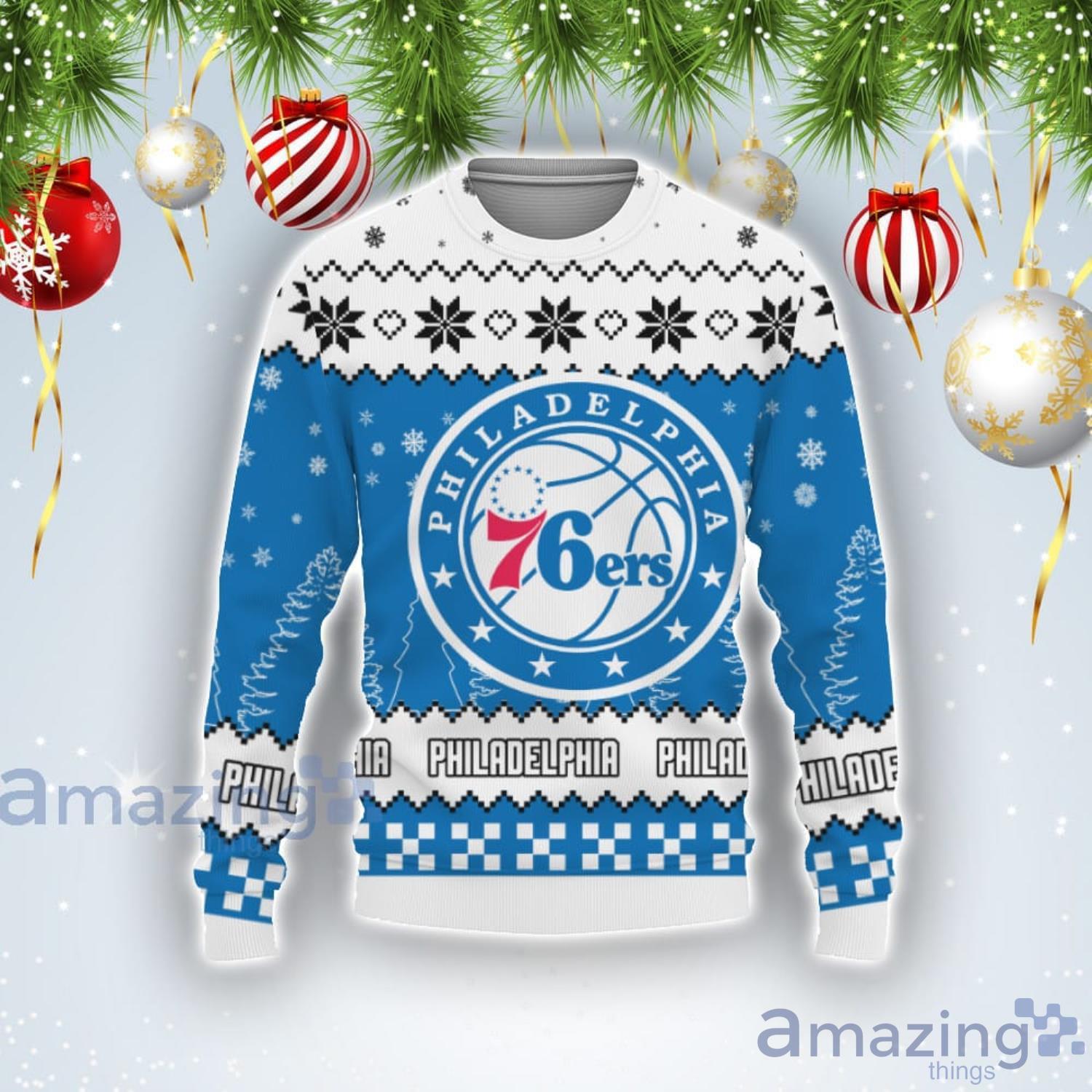 Team Logo Philadelphia 76ers Ugly Christmas Sweater Product Photo 1