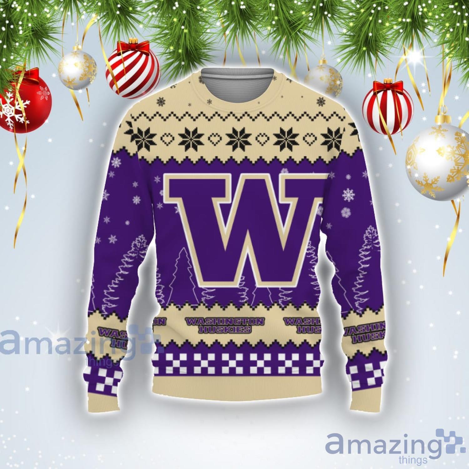 Team Logo Washington Huskies Ugly Christmas Sweater Product Photo 1