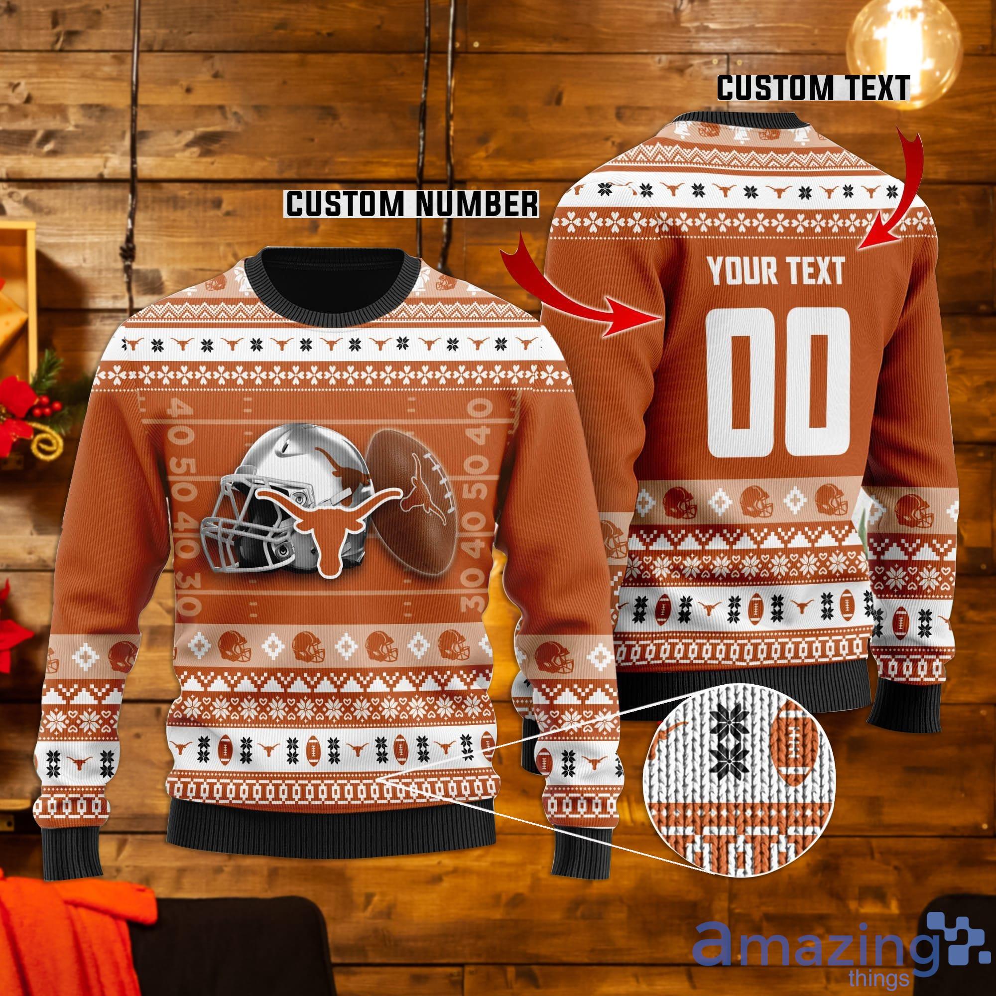 Texas Longhorns Custom Name & Number Ugly Christmas Sweater Product Photo 1