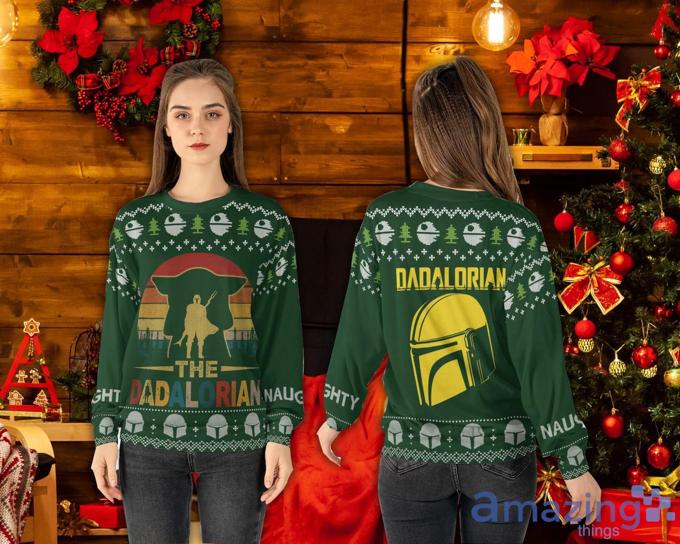The Dadalorian Naught Sweater Sweashirt Green Ugly Dadalorian Christmas Sweater Product Photo 1