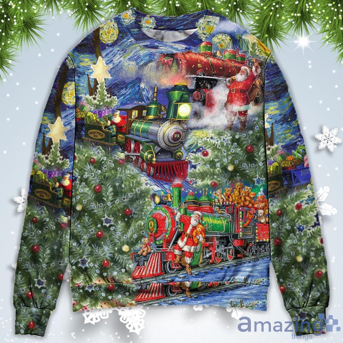 The Gift Train Arrives At The Wharf Christmas Sweatshirt Sweater Product Photo 1