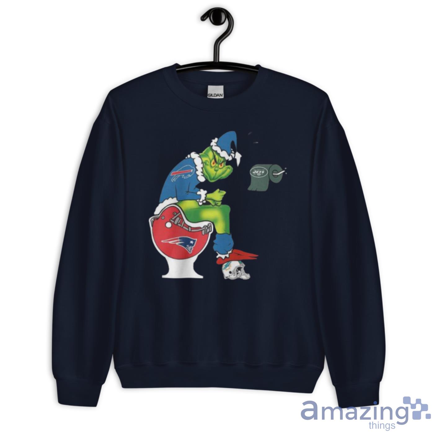 Cute The Grinch Buffalo Bills Shit On Toilet New England Patriots Christmas  Shirt - ValleyTee