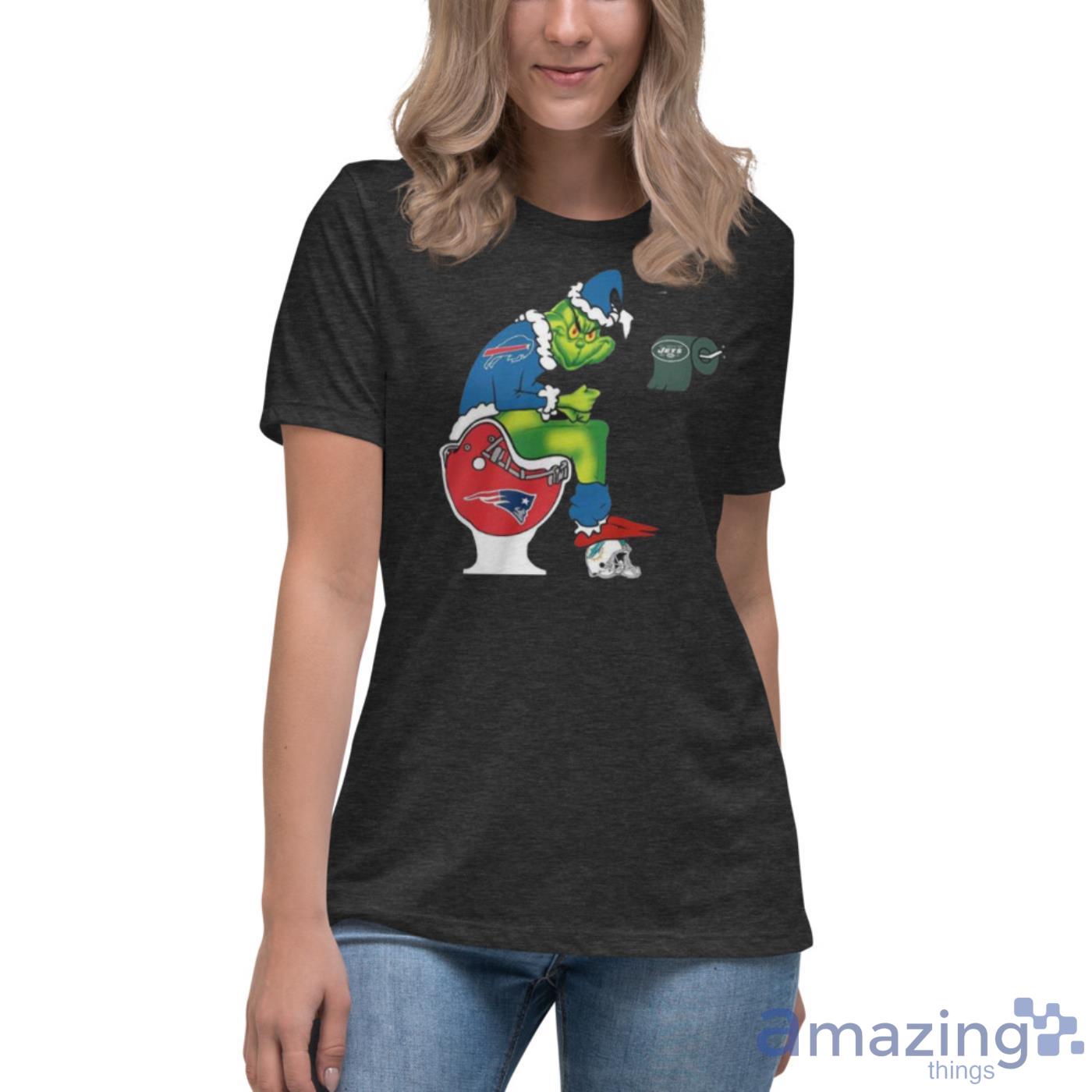 Cute The Grinch Buffalo Bills Shit On Toilet New England Patriots Christmas  Shirt - ValleyTee