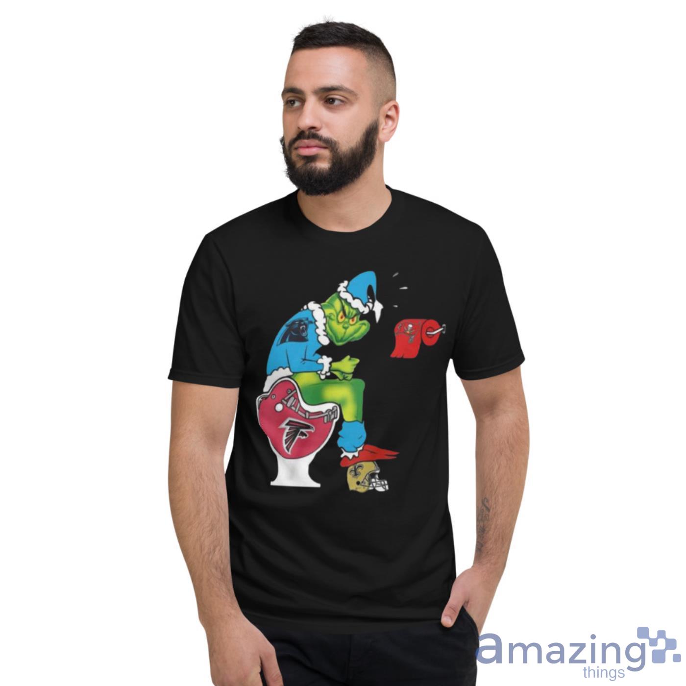 Funny Atlanta Falcons the Grinch Carolina panthers shit on toilet Christmas  shirt - Shirts Bubble