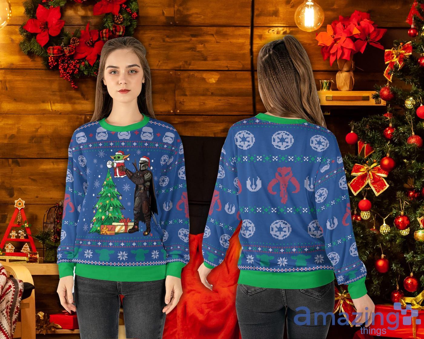 The Manda Baby Yoda Christmas Gift Ugly Christmas Sweater Product Photo 1