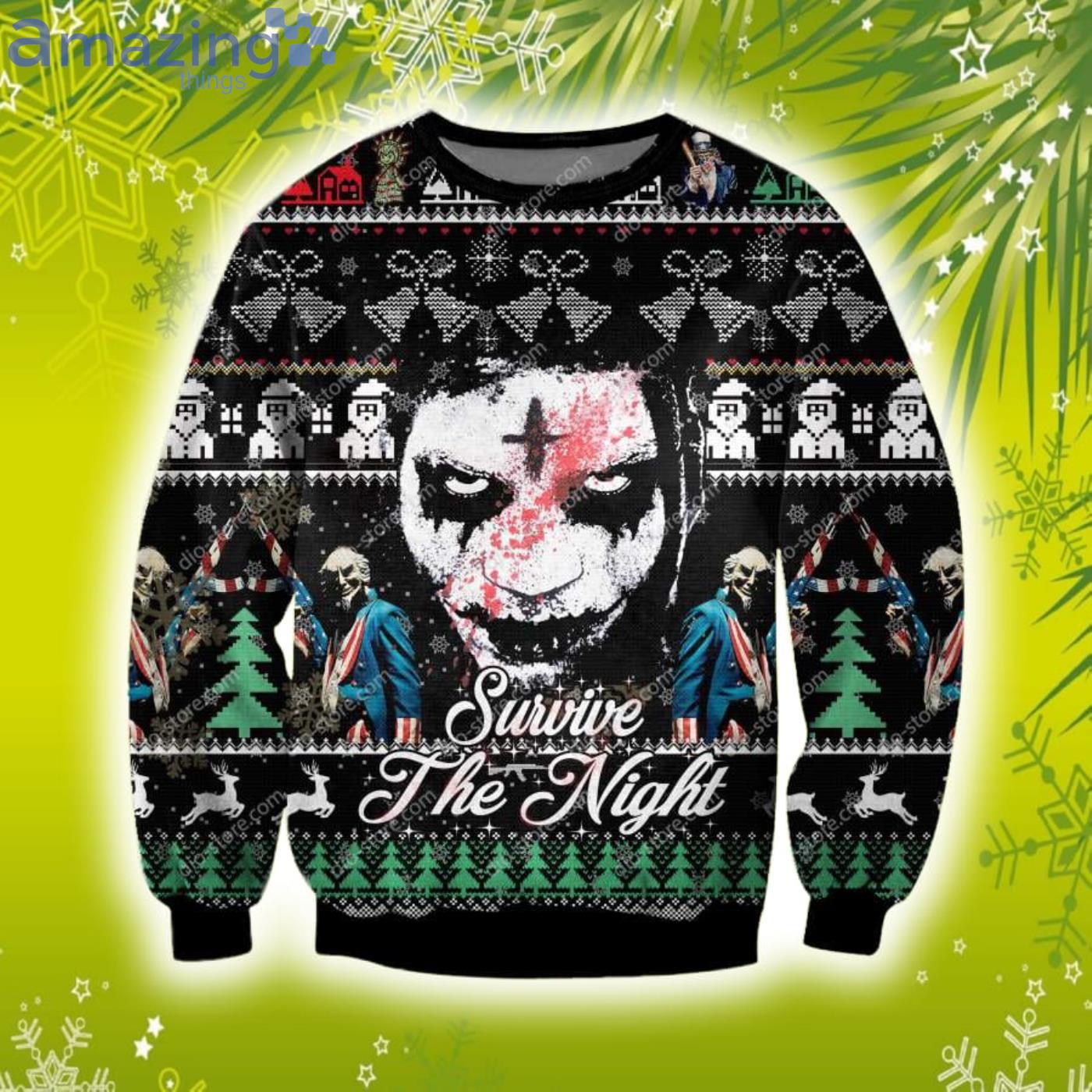 The Purge Series Horror Film 3D Christmas Knitting Pattern Ugly Sweater Sweatshirt Product Photo 1