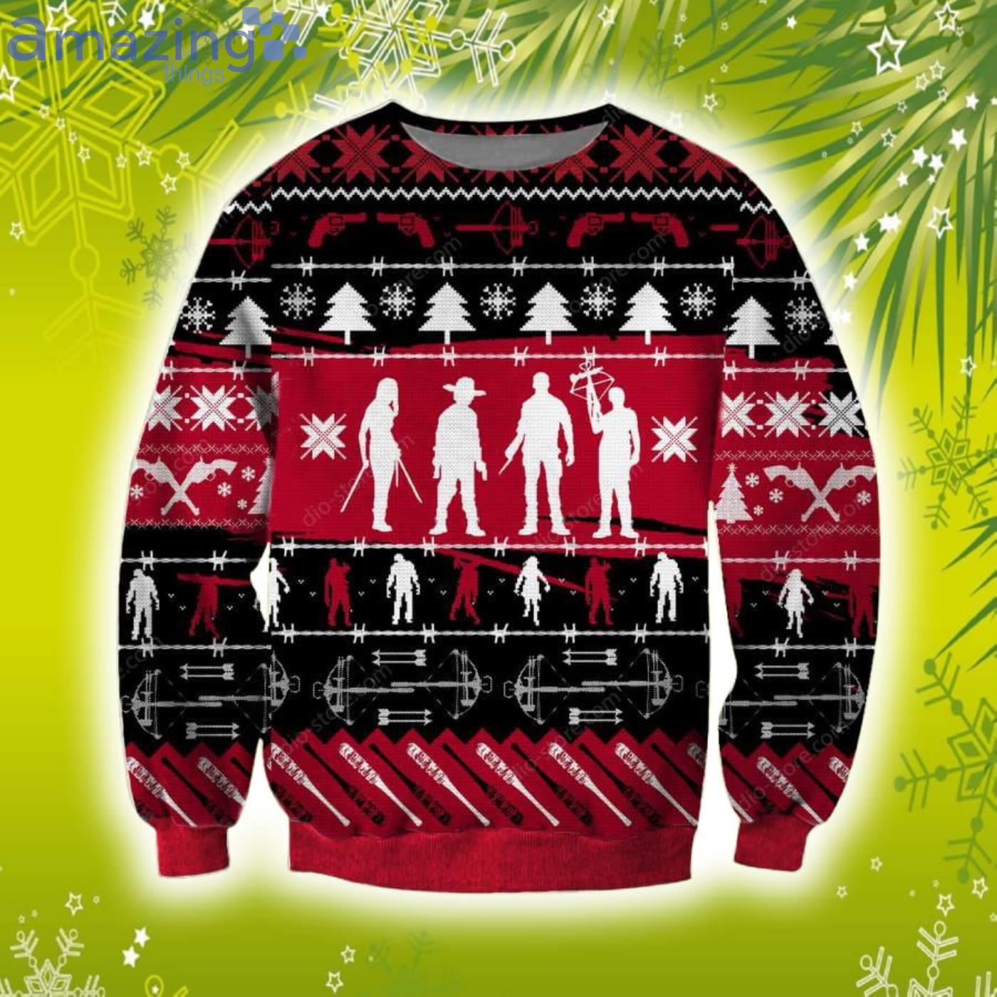 The Walking Dead 3D Christmas Knitting Pattern Ugly Sweater Sweatshirt Product Photo 1