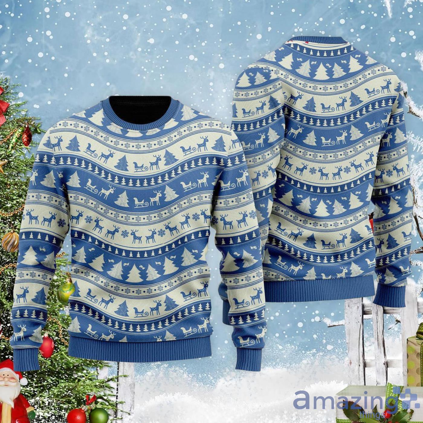 This Is Blue Holiday Pattern Ugly Christmas Sweater image This Is Blue Holiday Pattern Ugly Christmas Sweater Product Photo 2