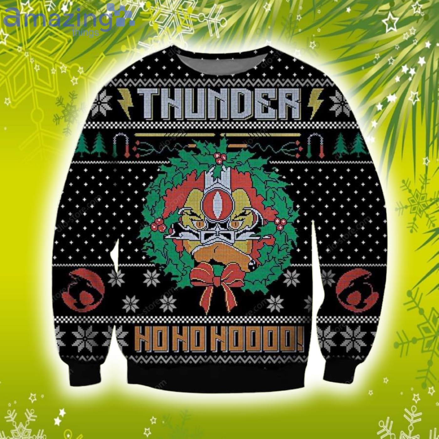 Thunder Ho Ho Ho 3D Christmas Knitting Pattern Ugly Sweater Sweatshirt Product Photo 1