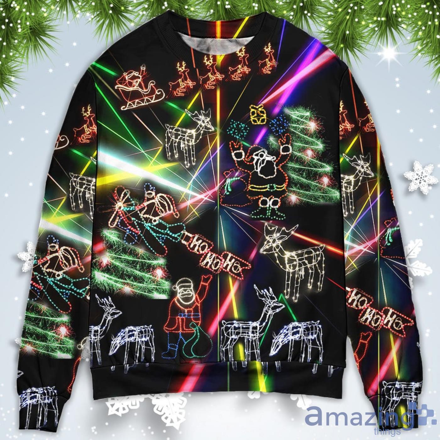 Tree Neon Art And Snowman Christmas Sweatshirt Sweater Product Photo 1
