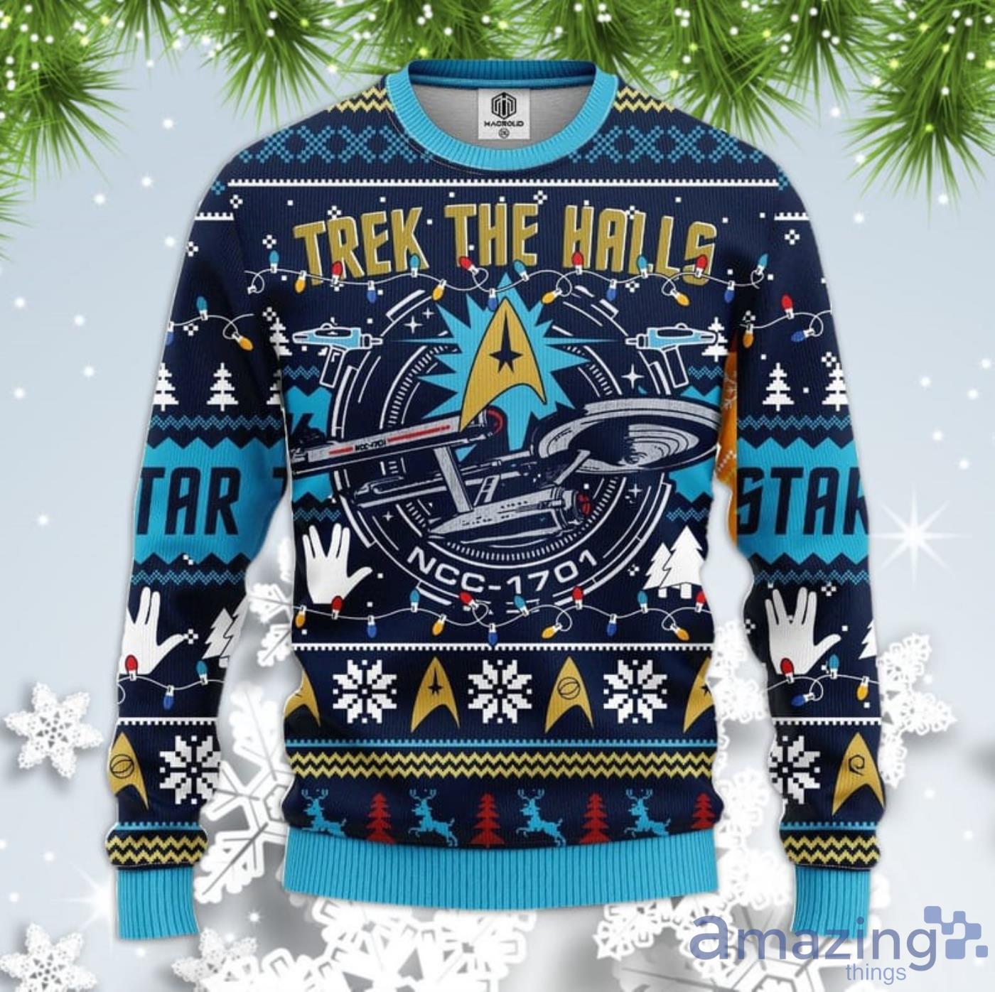 Trek The Halls Christmas Gift Ugly Christmas Sweater Product Photo 1