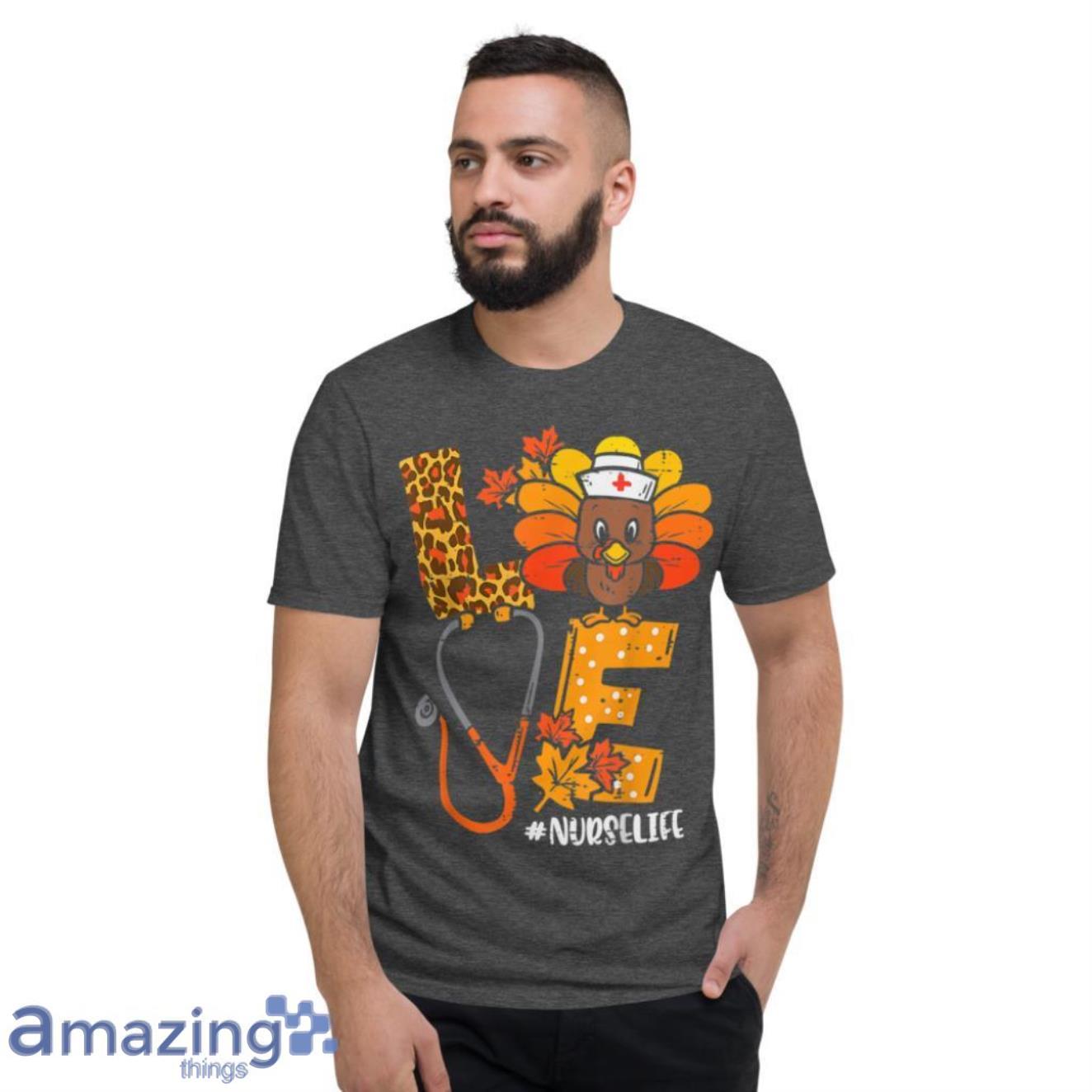 Turkey Stethoscope Nurse Life Thanksgiving Fall Women T Shirt image Turkey Stethoscope Nurse Life Thanksgiving Fall Women T-Shirt - Short Sleeve T-Shirt-1