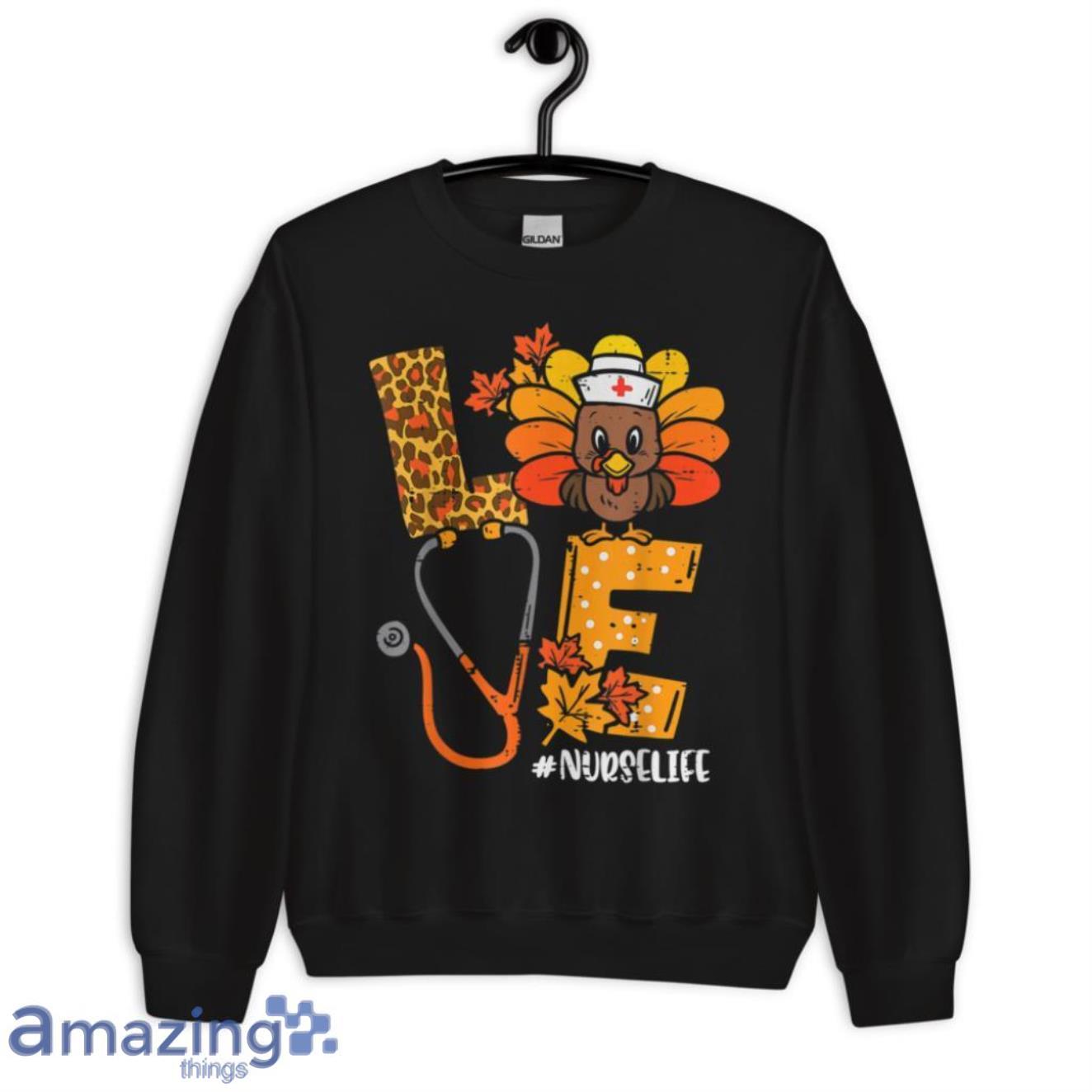 Turkey Stethoscope Nurse Life Thanksgiving Fall Women T Shirt image Turkey Stethoscope Nurse Life Thanksgiving Fall Women T-Shirt - Unisex Crewneck Sweatshirt