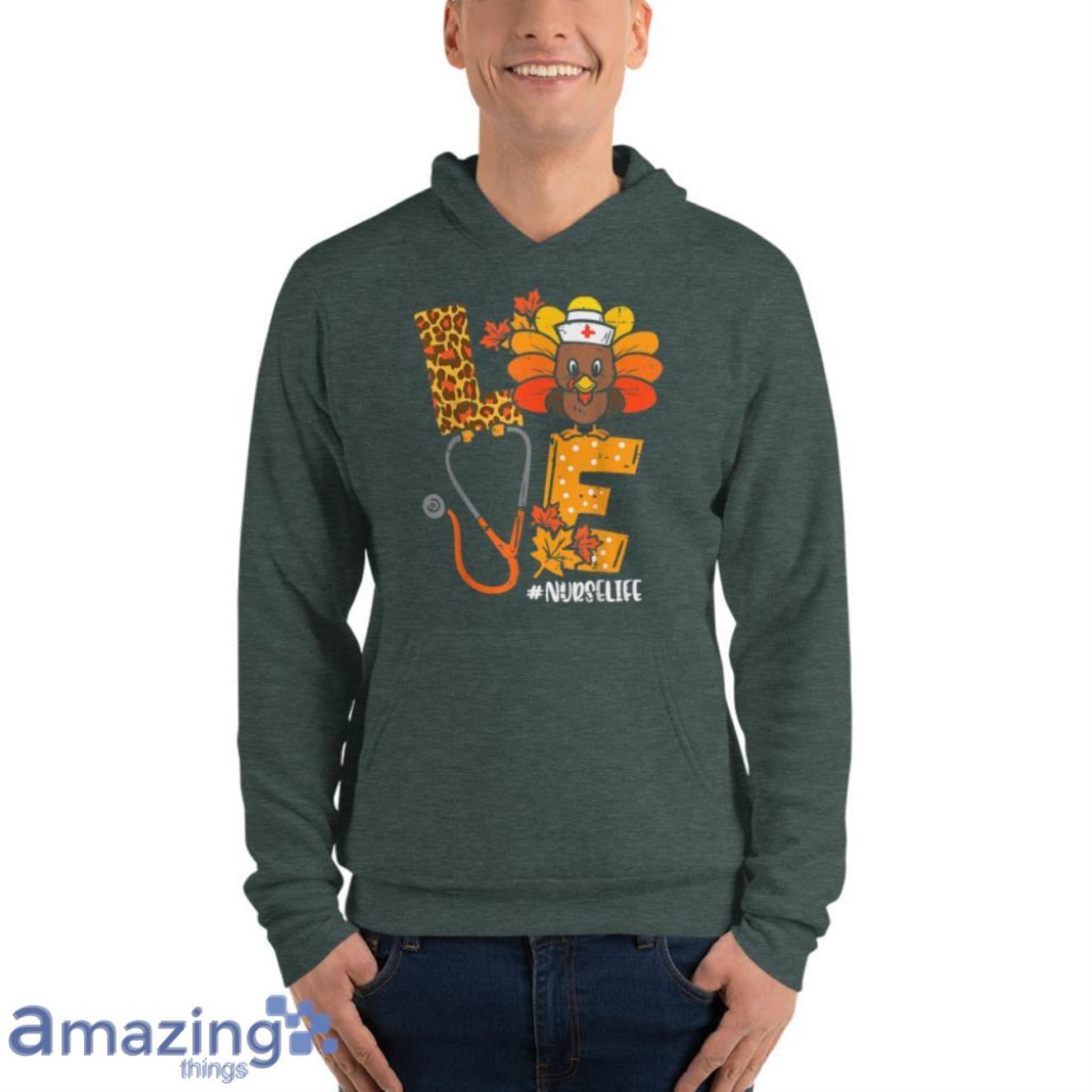 Turkey Stethoscope Nurse Life Thanksgiving Fall Women T Shirt image Turkey Stethoscope Nurse Life Thanksgiving Fall Women T-Shirt - Unisex Fleece Pullover Hoodie-1