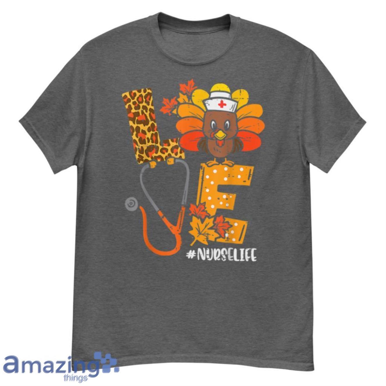 Turkey Stethoscope Nurse Life Thanksgiving Fall Women T-Shirt - G500 Men’s Classic T-Shirt-1
