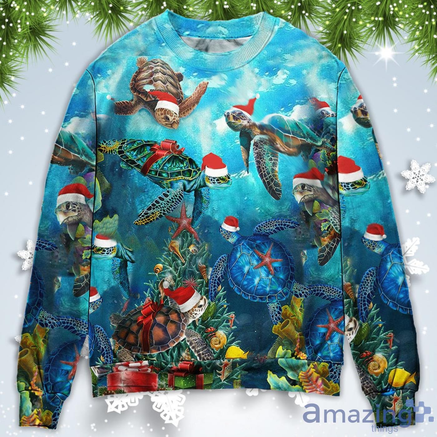 Turtle Love And Ocean Christmas Sweatshirt Sweater Product Photo 1