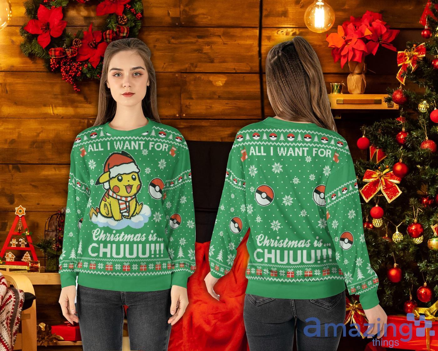 Ugly Christmas Sweater Pikachuu Merry Christmas Gift Sweater Product Photo 1